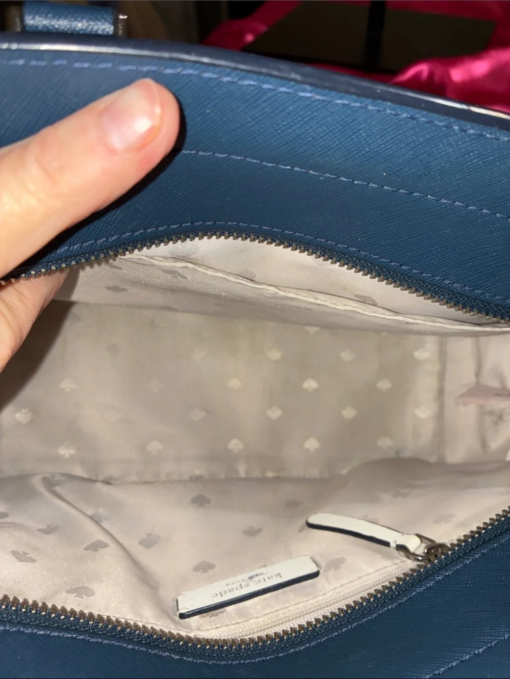 kate spade Pink and Navy Saffiano Leather Satchel/Crossbody